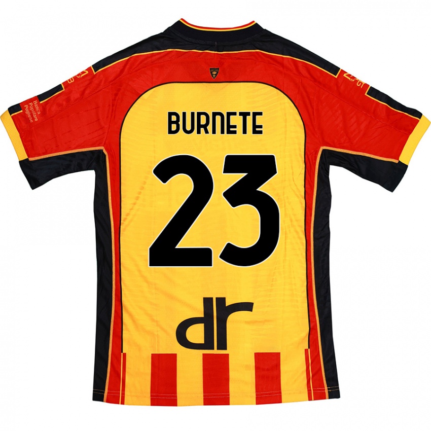 Gyermek Rareș Burnete #23 Sárga Piros Hazai Jersey 2024/25 Mez Póló Ing