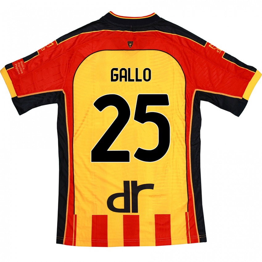 Gyermek Antonino Gallo #25 Sárga Piros Hazai Jersey 2024/25 Mez Póló Ing