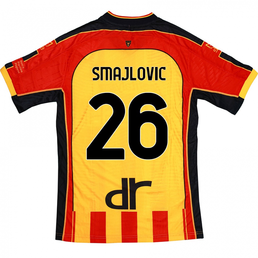 Gyermek Zinedin Smajlovic #26 Sárga Piros Hazai Jersey 2024/25 Mez Póló Ing