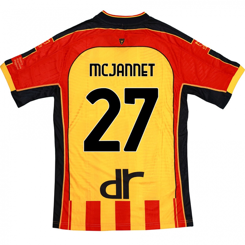 Gyermek Ed Mcjannet #27 Sárga Piros Hazai Jersey 2024/25 Mez Póló Ing