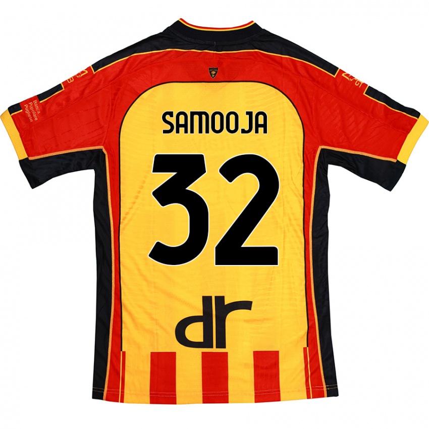 Gyermek Jasper Samooja #32 Sárga Piros Hazai Jersey 2024/25 Mez Póló Ing