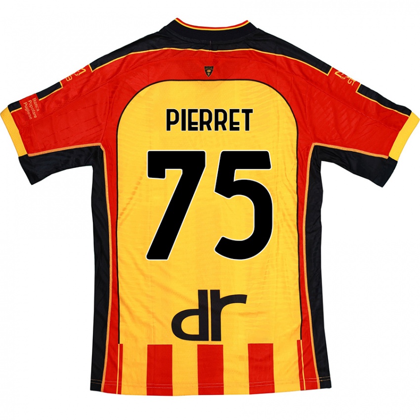 Gyermek Balthazar Pierret #75 Sárga Piros Hazai Jersey 2024/25 Mez Póló Ing