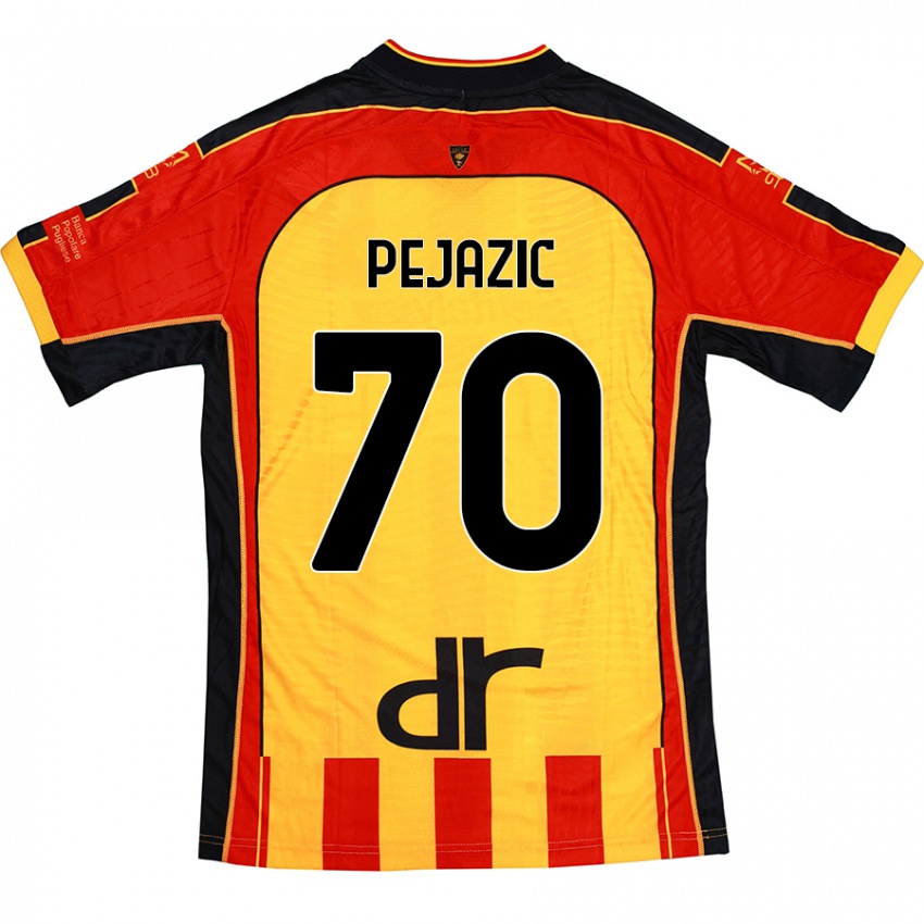 Gyermek Mario Pejazic #70 Sárga Piros Hazai Jersey 2024/25 Mez Póló Ing