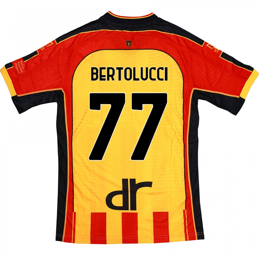 Gyermek Sandro Bertolucci #77 Sárga Piros Hazai Jersey 2024/25 Mez Póló Ing