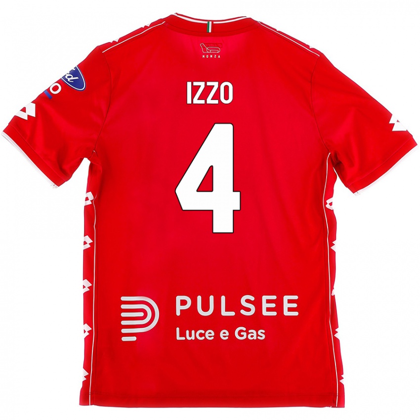 Gyermek Armando Izzo #4 Piros Fehér Hazai Jersey 2024/25 Mez Póló Ing