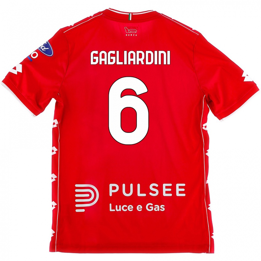 Gyermek Roberto Gagliardini #6 Piros Fehér Hazai Jersey 2024/25 Mez Póló Ing