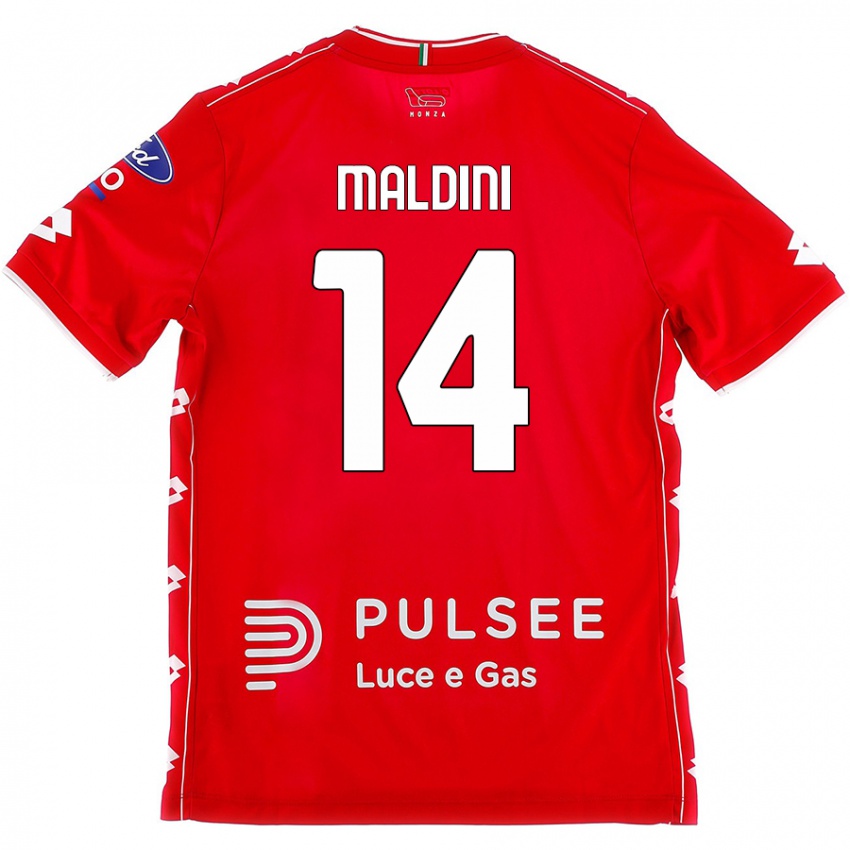 Gyermek Daniel Maldini #14 Piros Fehér Hazai Jersey 2024/25 Mez Póló Ing