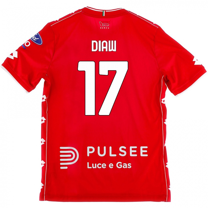 Gyermek Davide Diaw #17 Piros Fehér Hazai Jersey 2024/25 Mez Póló Ing