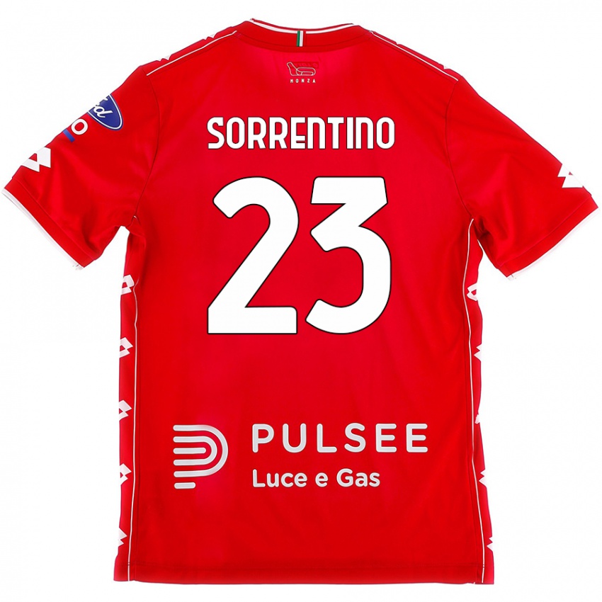 Gyermek Alessandro Sorrentino #23 Piros Fehér Hazai Jersey 2024/25 Mez Póló Ing