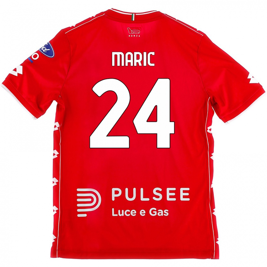 Gyermek Mirko Maric #24 Piros Fehér Hazai Jersey 2024/25 Mez Póló Ing