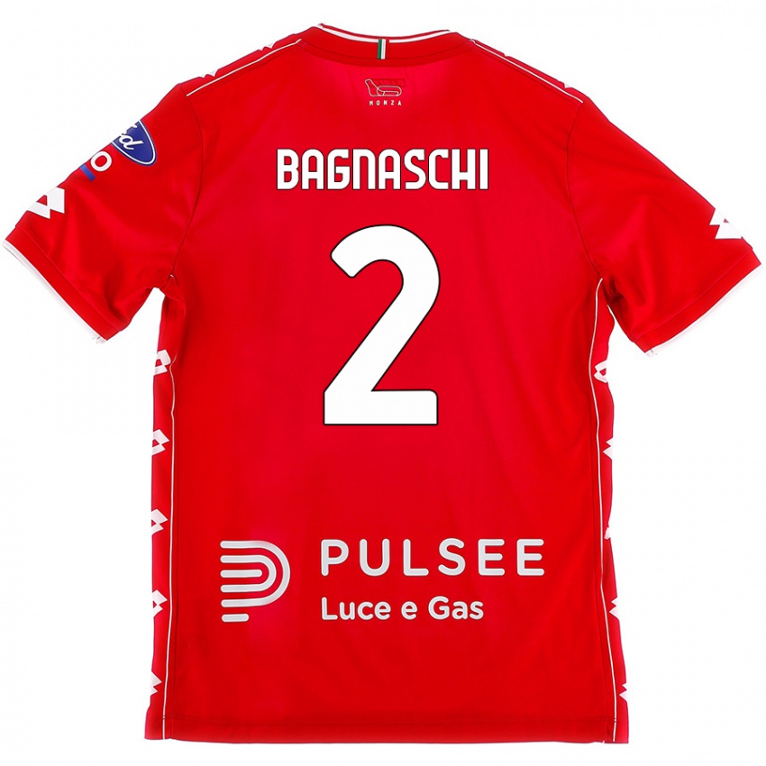 Gyermek Alessandro Bagnaschi #2 Piros Fehér Hazai Jersey 2024/25 Mez Póló Ing