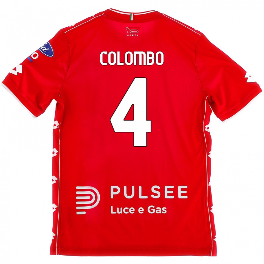 Gyermek Leonardo Colombo #4 Piros Fehér Hazai Jersey 2024/25 Mez Póló Ing