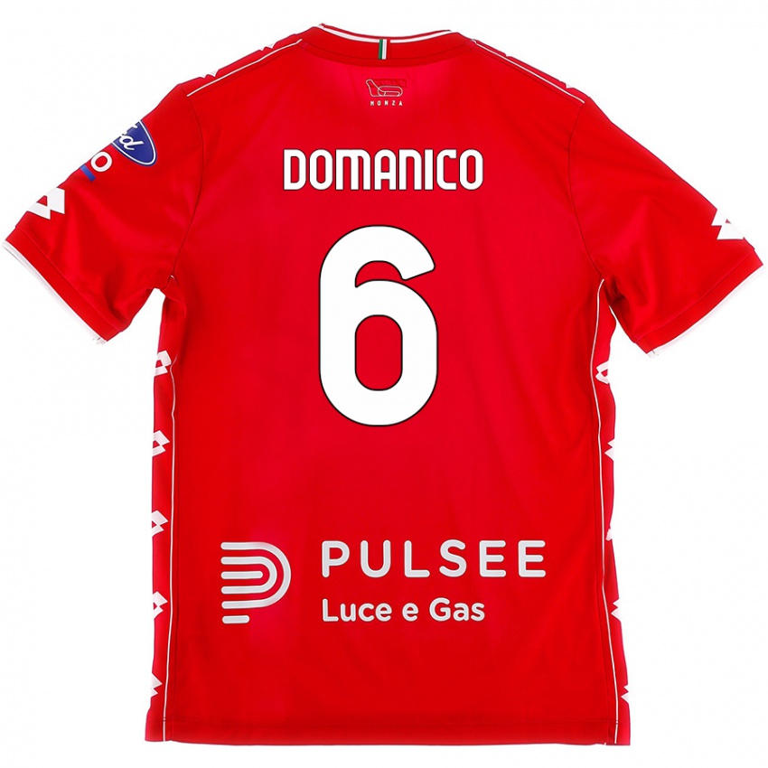 Gyermek Saverio Domanico #6 Piros Fehér Hazai Jersey 2024/25 Mez Póló Ing