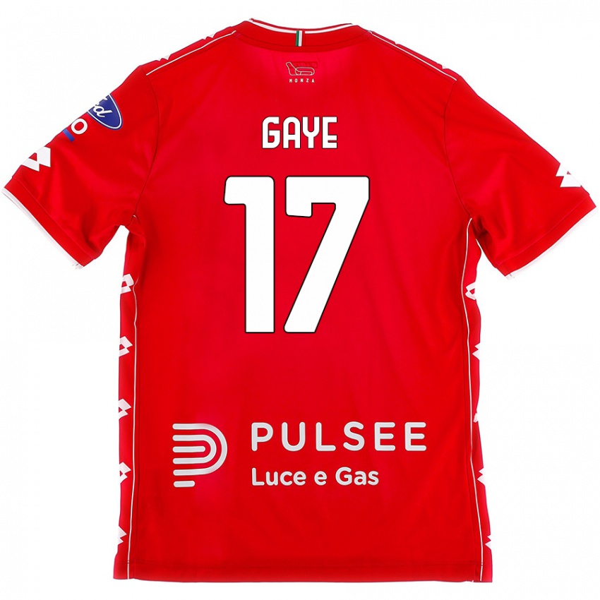 Gyermek Mamadou Gaye #17 Piros Fehér Hazai Jersey 2024/25 Mez Póló Ing