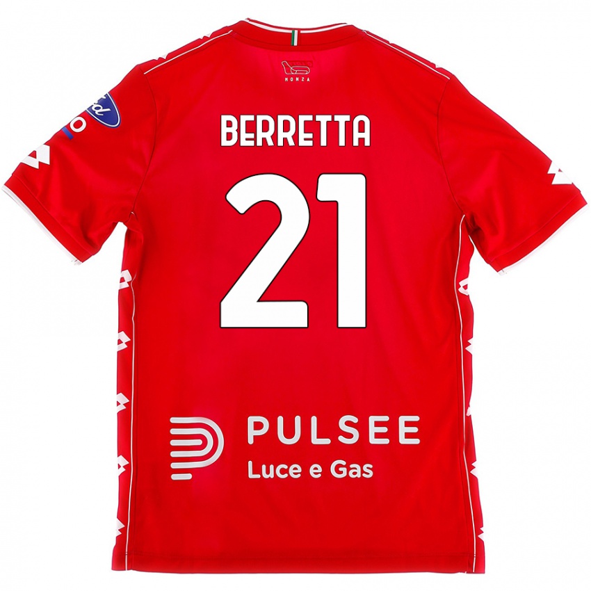 Gyermek Alessandro Berretta #21 Piros Fehér Hazai Jersey 2024/25 Mez Póló Ing