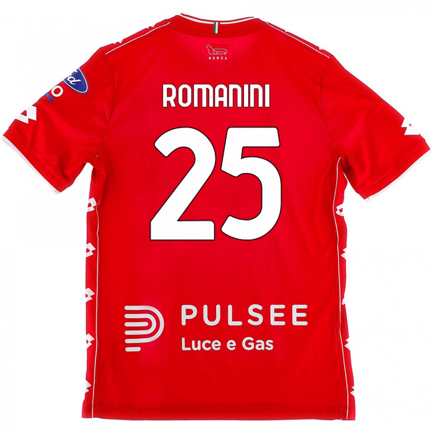 Gyermek Andrea Romanini #25 Piros Fehér Hazai Jersey 2024/25 Mez Póló Ing