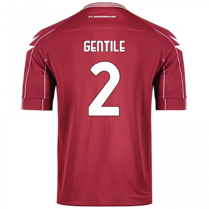 Gyermek Davide Gentile #2 Burgundia Hazai Jersey 2024/25 Mez Póló Ing