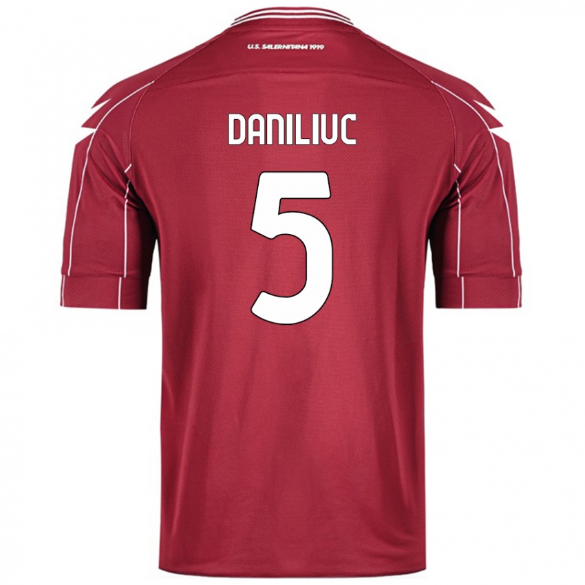 Gyermek Flavius Daniliuc #5 Burgundia Hazai Jersey 2024/25 Mez Póló Ing