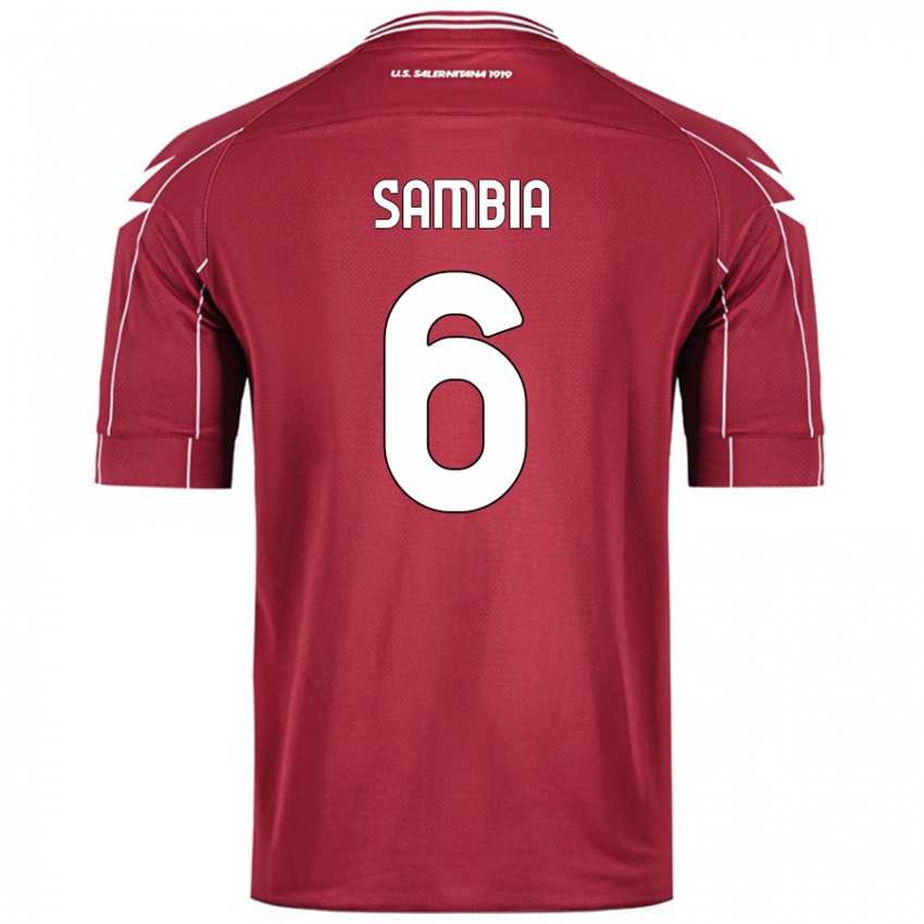 Gyermek Junior Sambia #6 Burgundia Hazai Jersey 2024/25 Mez Póló Ing