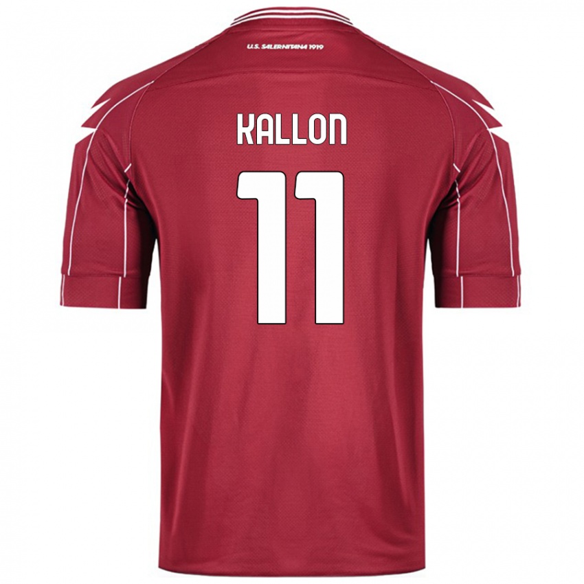 Gyermek Yayah Kallon #11 Burgundia Hazai Jersey 2024/25 Mez Póló Ing