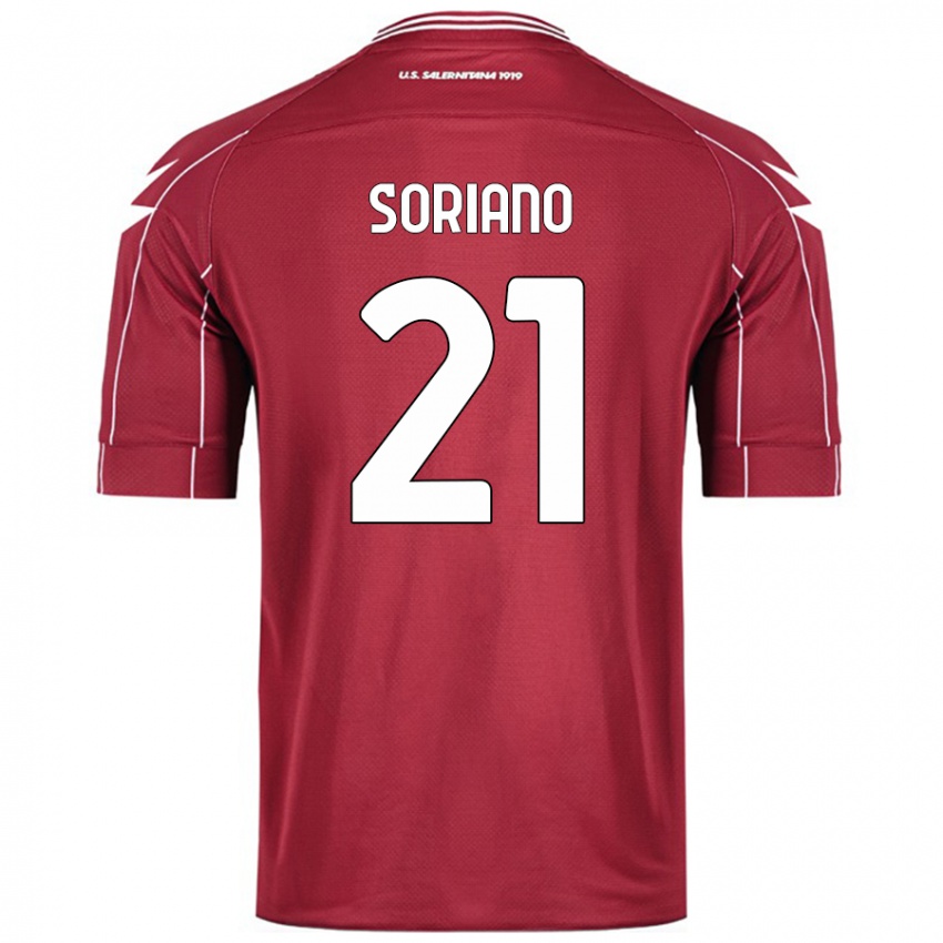 Gyermek Roberto Soriano #21 Burgundia Hazai Jersey 2024/25 Mez Póló Ing