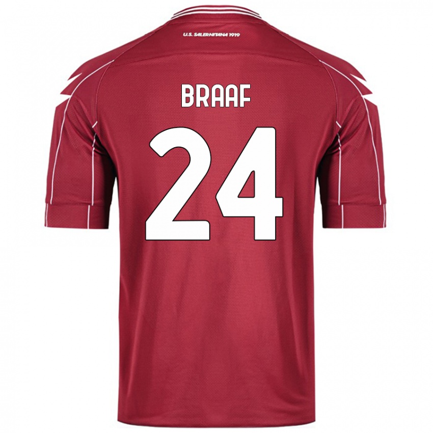 Gyermek Jayden Braaf #24 Burgundia Hazai Jersey 2024/25 Mez Póló Ing