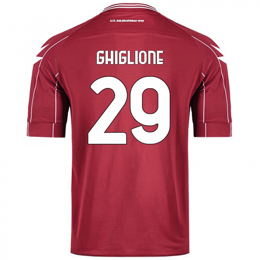 Gyermek Paolo Ghiglione #29 Burgundia Hazai Jersey 2024/25 Mez Póló Ing