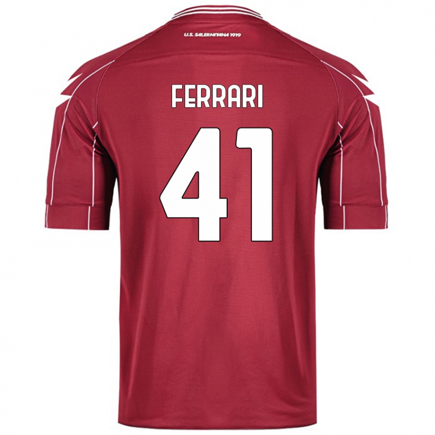 Gyermek Tommaso Ferrari #41 Burgundia Hazai Jersey 2024/25 Mez Póló Ing