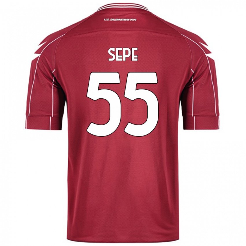 Gyermek Luigi Sepe #55 Burgundia Hazai Jersey 2024/25 Mez Póló Ing