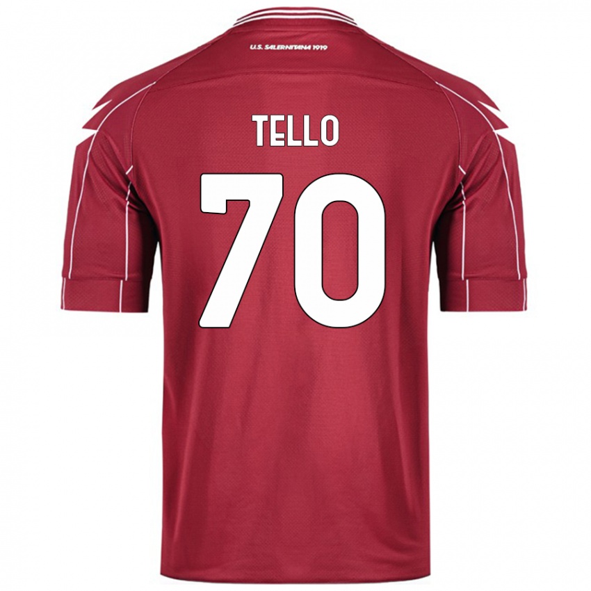 Gyermek Andrés Tello #70 Burgundia Hazai Jersey 2024/25 Mez Póló Ing