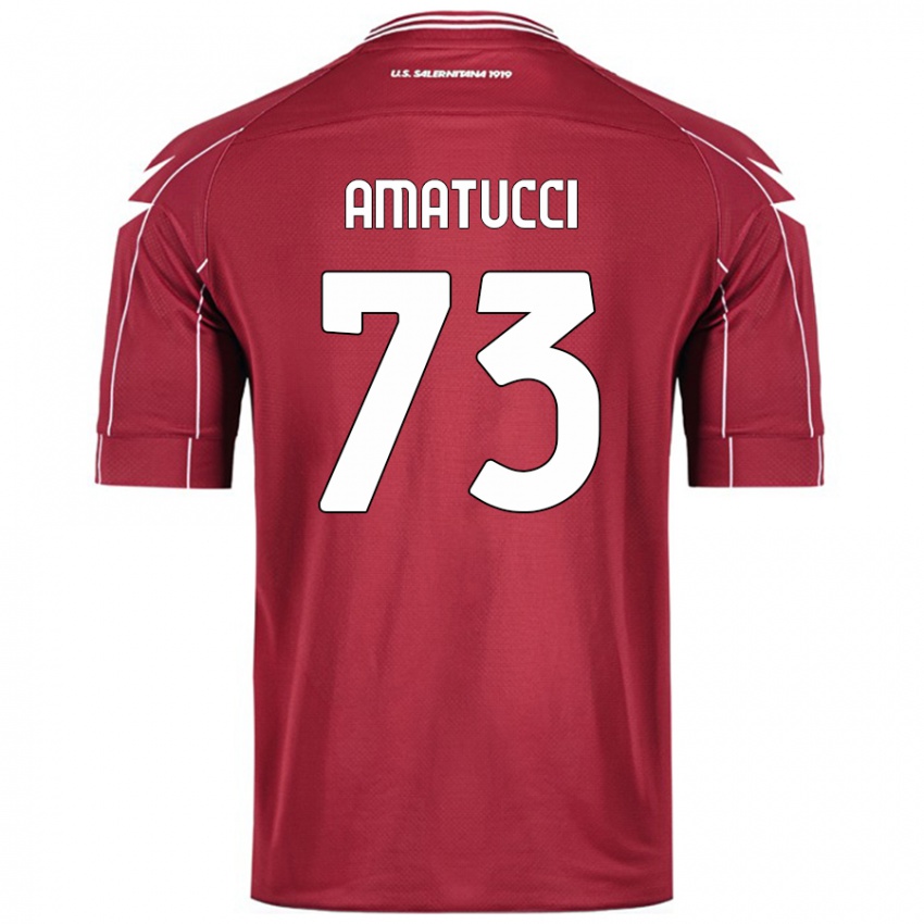 Gyermek Lorenzo Amatucci #73 Burgundia Hazai Jersey 2024/25 Mez Póló Ing