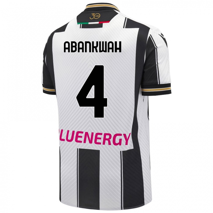 Gyermek James Abankwah #4 Fehér Fekete Hazai Jersey 2024/25 Mez Póló Ing