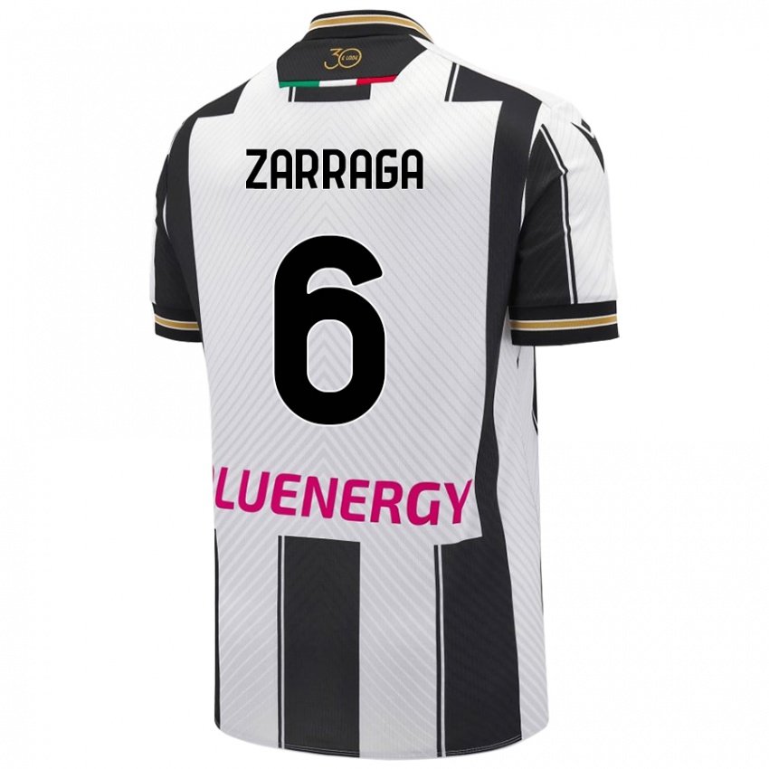 Gyermek Oier Zarraga #6 Fehér Fekete Hazai Jersey 2024/25 Mez Póló Ing