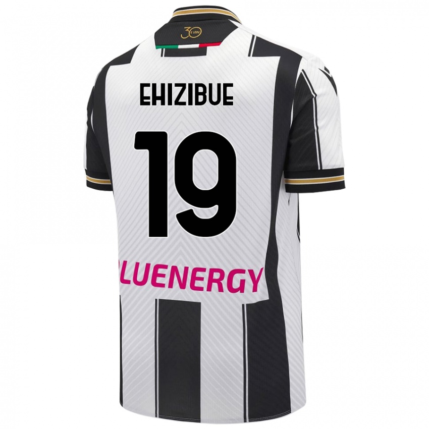 Gyermek Kingsley Ehizibue #19 Fehér Fekete Hazai Jersey 2024/25 Mez Póló Ing