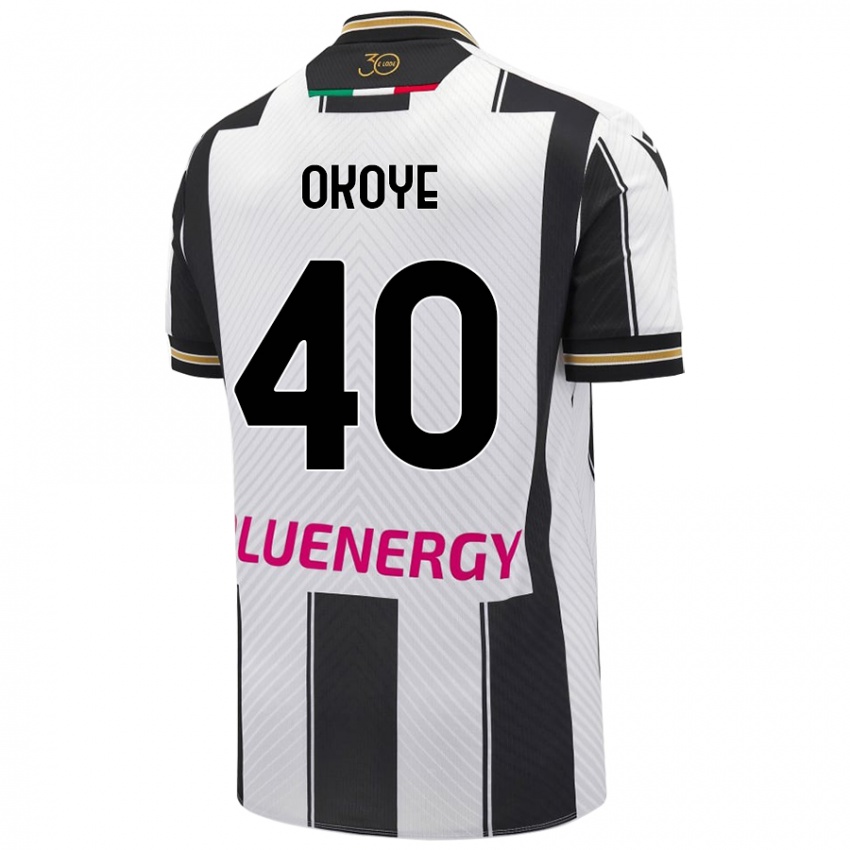 Gyermek Maduka Okoye #40 Fehér Fekete Hazai Jersey 2024/25 Mez Póló Ing