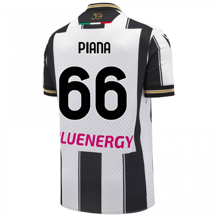 Gyermek Edoardo Piana #66 Fehér Fekete Hazai Jersey 2024/25 Mez Póló Ing