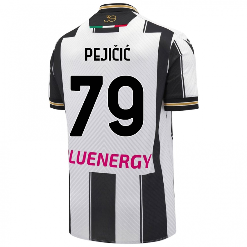 Gyermek David Pejičić #79 Fehér Fekete Hazai Jersey 2024/25 Mez Póló Ing