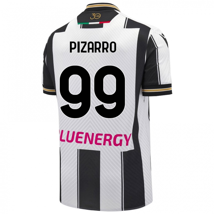 Gyermek Damián Pizarro #99 Fehér Fekete Hazai Jersey 2024/25 Mez Póló Ing