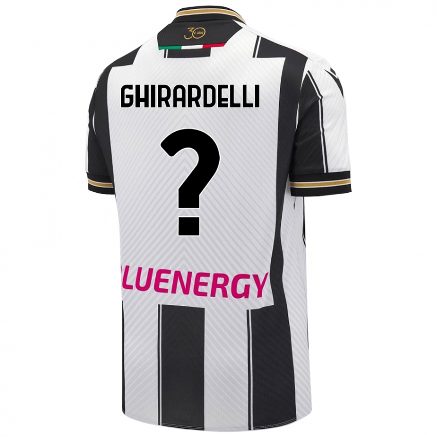 Gyermek Davide Ghirardelli #0 Fehér Fekete Hazai Jersey 2024/25 Mez Póló Ing