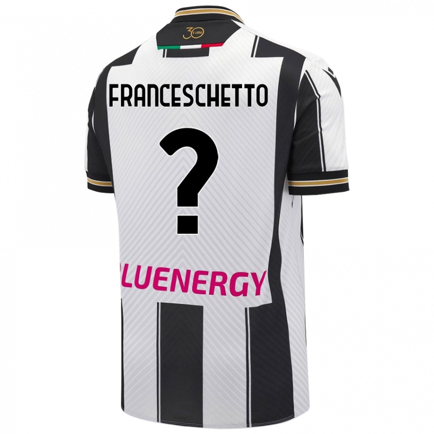 Gyermek Mattia Franceschetto #0 Fehér Fekete Hazai Jersey 2024/25 Mez Póló Ing