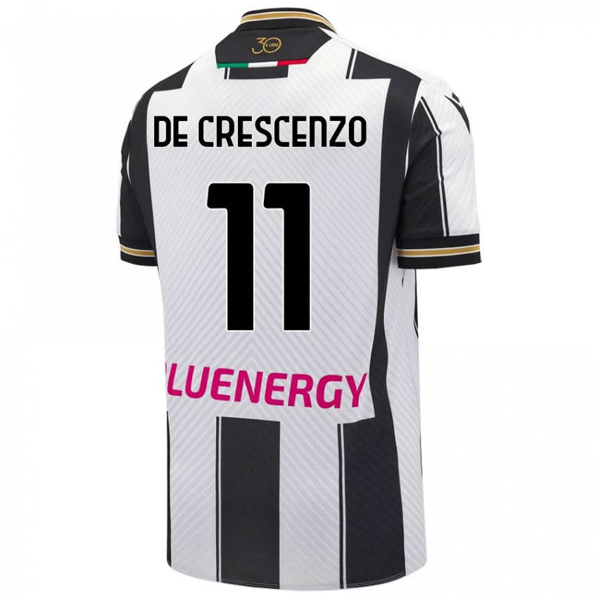 Gyermek Marco De Crescenzo #11 Fehér Fekete Hazai Jersey 2024/25 Mez Póló Ing