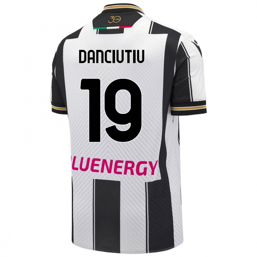 Gyermek Vlad Danciuțiu #19 Fehér Fekete Hazai Jersey 2024/25 Mez Póló Ing