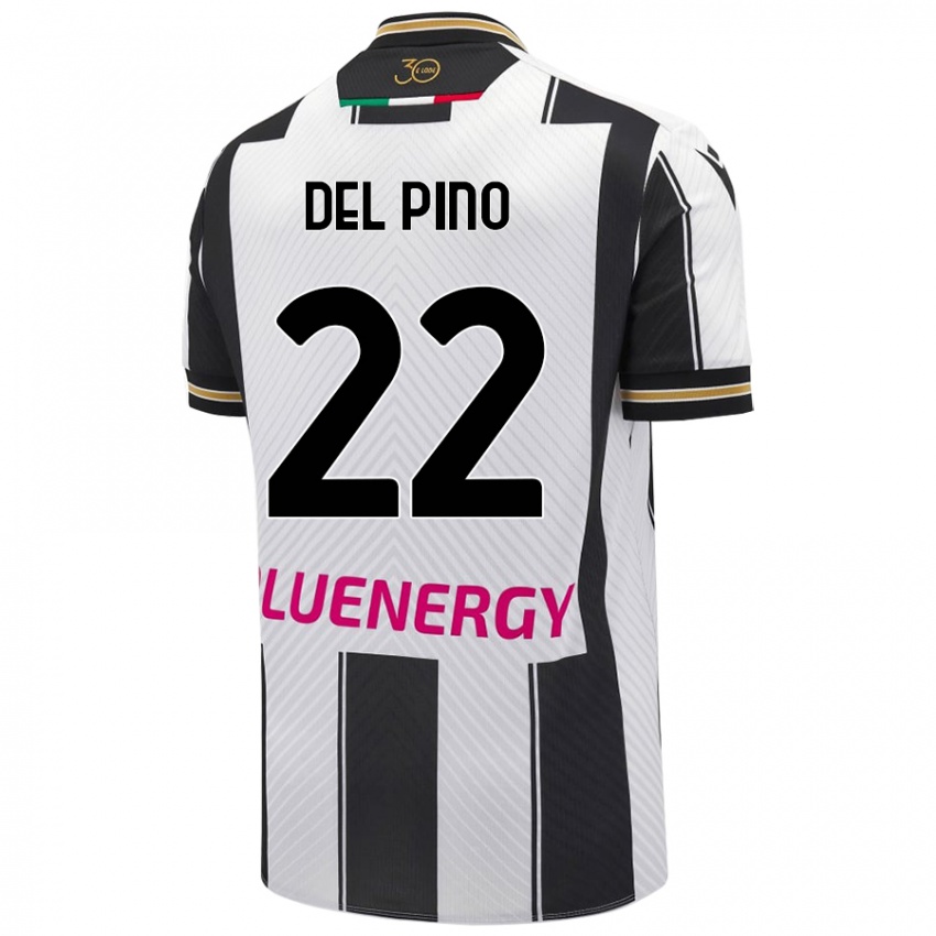 Gyermek Lorenzo Del Pino #22 Fehér Fekete Hazai Jersey 2024/25 Mez Póló Ing