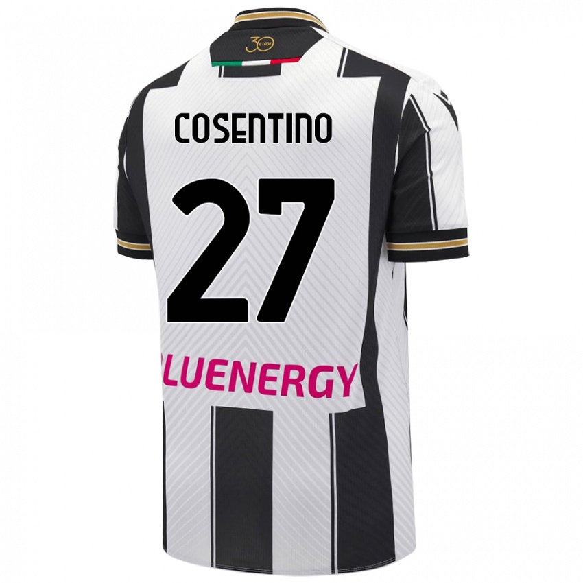 Gyermek Sergio Cosentino #27 Fehér Fekete Hazai Jersey 2024/25 Mez Póló Ing