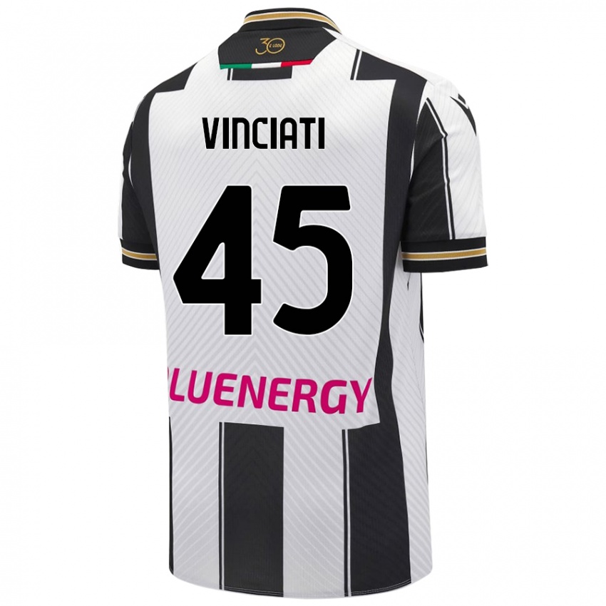 Gyermek Giulio Vinciati #45 Fehér Fekete Hazai Jersey 2024/25 Mez Póló Ing