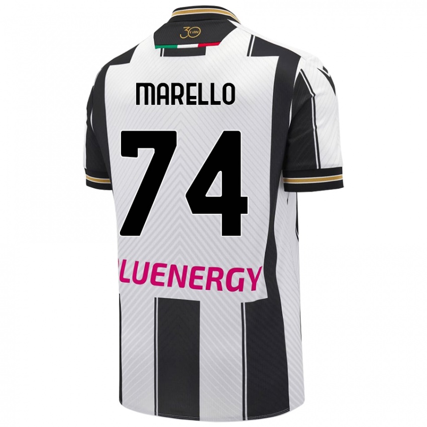 Gyermek Mattia Marello #74 Fehér Fekete Hazai Jersey 2024/25 Mez Póló Ing