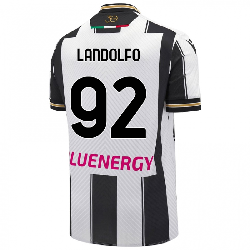 Gyermek Tommaso Landolfo #92 Fehér Fekete Hazai Jersey 2024/25 Mez Póló Ing