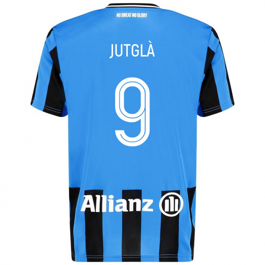 Gyermek Ferran Jutglà #9 Égszínkék Fekete Hazai Jersey 2024/25 Mez Póló Ing