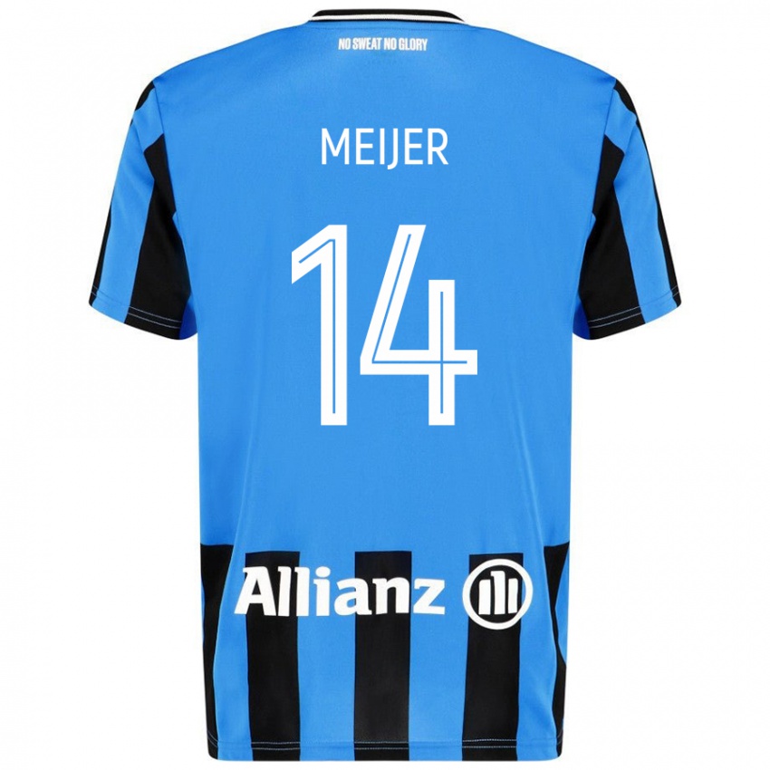 Gyermek Bjorn Meijer #14 Égszínkék Fekete Hazai Jersey 2024/25 Mez Póló Ing