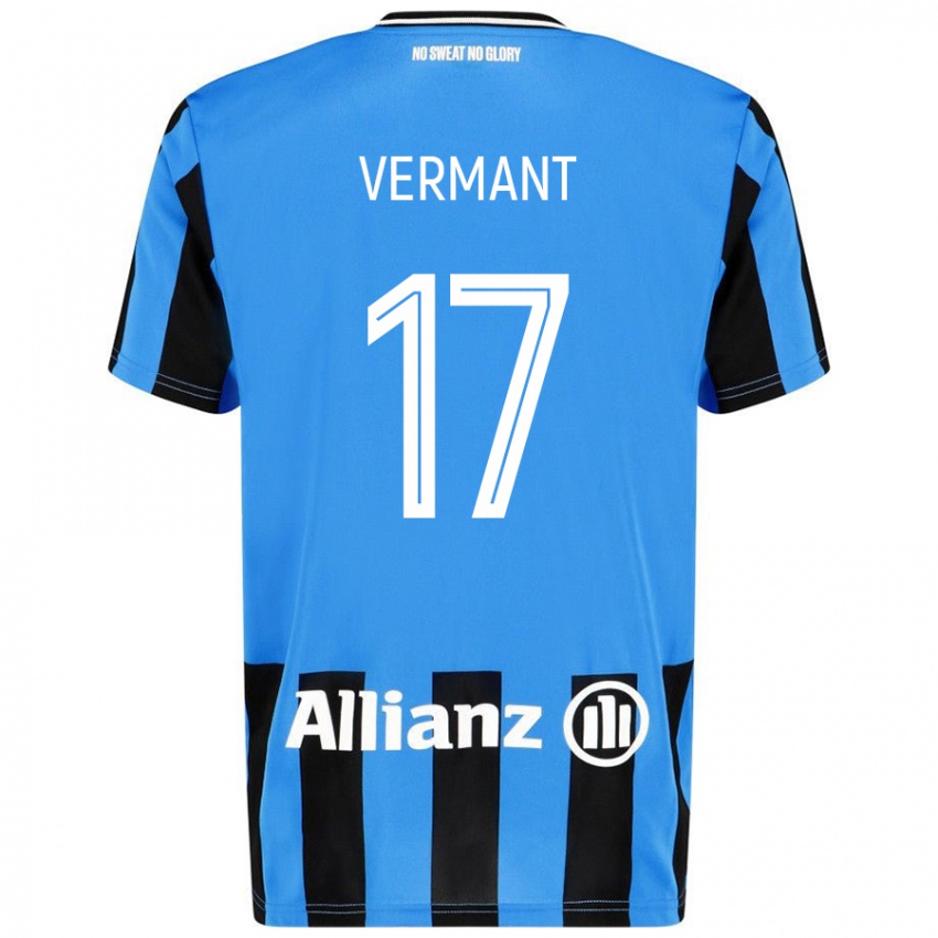 Gyermek Romeo Vermant #17 Égszínkék Fekete Hazai Jersey 2024/25 Mez Póló Ing